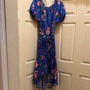 Kenzie Blue and Pink Floral High Low Dress very nice 100%cotton dress